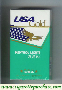 Discount USA Gold Menthol Lights 100s cigarettes hard box