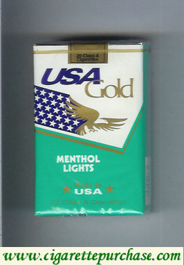 Discount USA Gold Menthol Lights cigarettes soft box