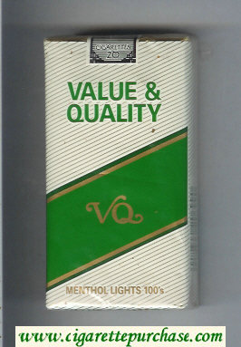 Value and Quality Menthol Lights 100s cigarettes soft box