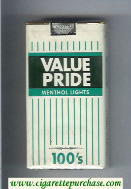 Value Pride Menthol Lights 100s cigarettes soft box