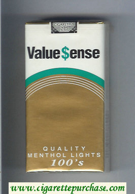 Value Sense Quality Menthol Lights 100s cigarettes soft box