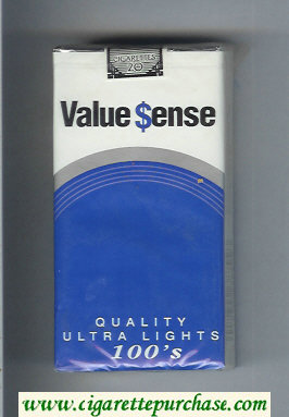 Value Sense Quality Ultra Lights 100s cigarettes soft box