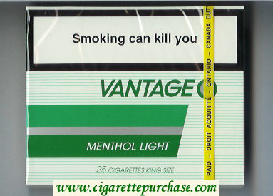 Vantage Menthol Light 25 Cigarettes wide flat hard box