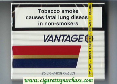 Vantage 25 Cigarettes wide flat hard box