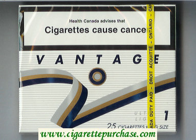 Vantage 1 Ultra Light 25 Cigarettes wide flat hard box