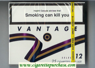 Vantage 12 Select 25 Cigarettes wide flat hard box