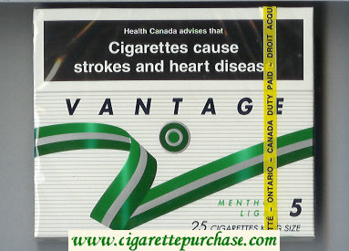 Vantage 5 Menthol Light 25 Cigarettes wide flat hard box