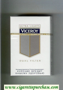 Viceroy Ultra Lights Dual Filter Cigarettes hard box