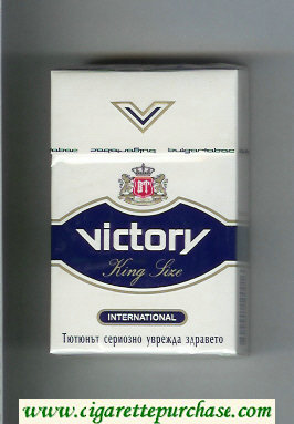 Victory International cigarettes white and blue hard box