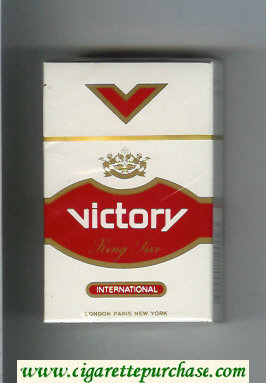 Victory International cigarettes white and red hard box