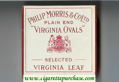 Virginia Ovals Plain End Selected Virginia Leaf cigarettes wide flat hard box