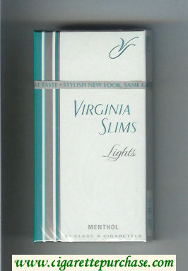 Virginia Slims Lights 100s Menthol cigarettes hard box