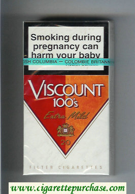 Viscount 100s Extra Mild cigarettes hard box