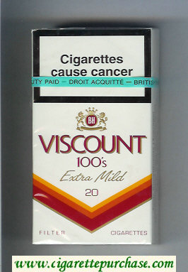 Viscount 100s Extra Mild Filter cigarettes hard box