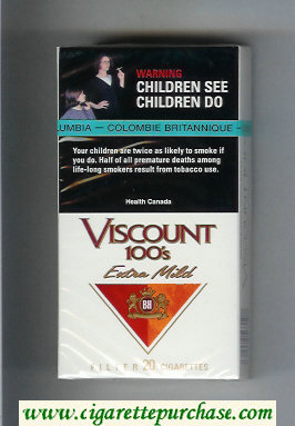 Viscount 100s Extra Mild Filter cigarettes hard box