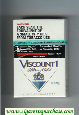 Viscount 1 Ultra Mild King Size cigarettes hard box