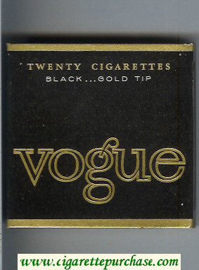Vogue Black Gold Tip cigarettes wide flat hard box