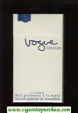 Vogue Super Slims Ultra Lights 3 100s cigarettes hard box