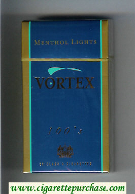 Vortex 100s Menthol Lights cigarettes hard box