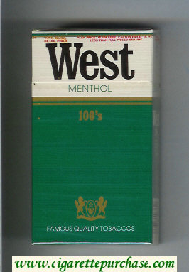 West Menthol 100s cigarettes hard box