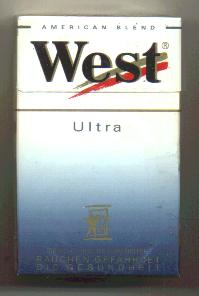 West Ultra American Blend cigarettes hard box