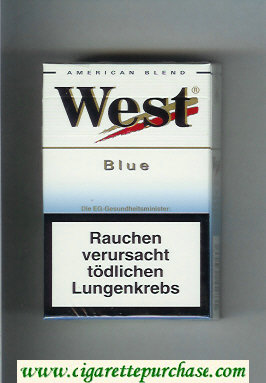 West 'R' Blue American Blend cigarettes hard box