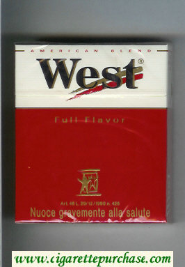 West 'R' Full Flavor 25 American Blend cigarettes hard box