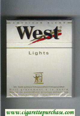 West 'R' Lights 25s American Blend cigarettes hard box