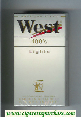 West 'R' 100s Lights American Blend cigarettes hard box