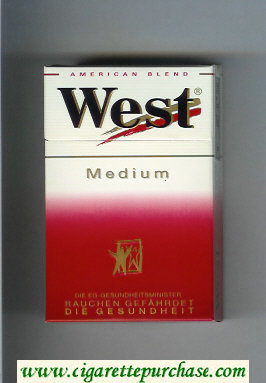 West 'R' Medium American Blend cigarettes hard box