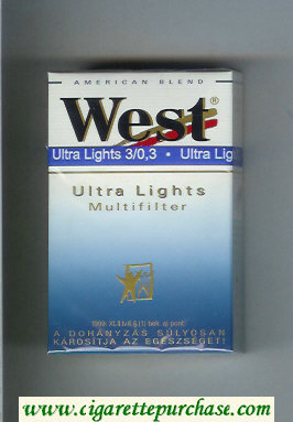 West 'R' Multifilter Ultra Lights American Blend cigarettes hard box