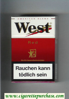 West 'R' Red American Blend cigarettes hard box