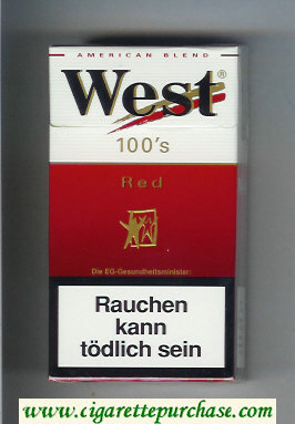 West 'R' 100s Red American Blend cigarettes hard box