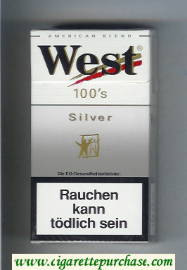 West 'R' 100s Silver American Blend cigarettes hard box