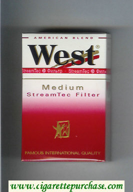 West 'R' Medium StreamTec Filter American Blend cigarettes hard box