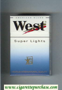 West 'R' Super Lights American Blend cigarettes hard box