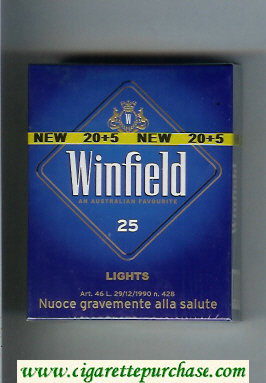 Winfield Lights An Australian Favourite 25 Cigarettes blue hard box