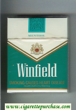 Winfield Menthol 25 Cigarettes green and white hard box