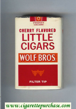 Wolf Bros Little Cigars Cherry Flavored Cigarettes white and red soft box