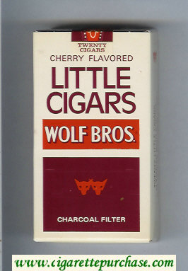 Wolf Bros Little Cigars Cherry Flavored 100s Cigarettes white and brown soft box