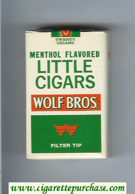 Wolf Bros Little Cigars Menthol Flavored Cigarettes white and green soft box