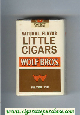 Wolf Bros Little Cigars Naturel Flavored Cigarettes white and brown soft box