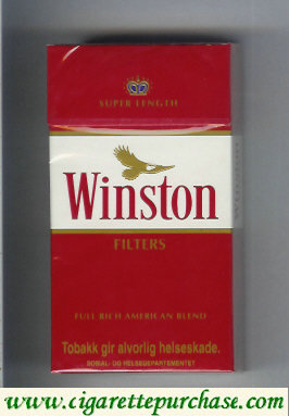 Discount Winston with eagle from above Filters on red 100s cigarettes hard box