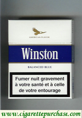 Discount Winston with eagle from above on the top American Flavor Balanced Blue 25s cigarettes hard box