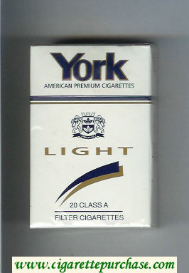 York Light cigarettes white hard box