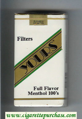 Yours 'R' Full Flavor Menthol 100s cigarettes white and gold soft box