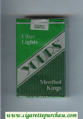 Yours 'R' Lights Menthol cigarettes green and silver and dark green soft box