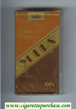 Yours 'R' Lights 100s cigarettes light brown and gold and brown soft box