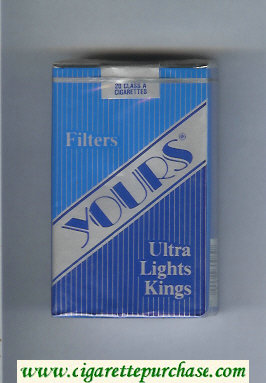 Yours 'R' Ultra Lights cigarettes blue and silver and dark blue soft box