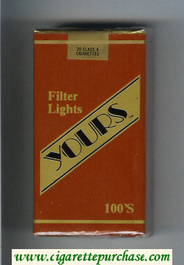 Yours 'TM' Lights 100s cigarettes brown and gold soft box